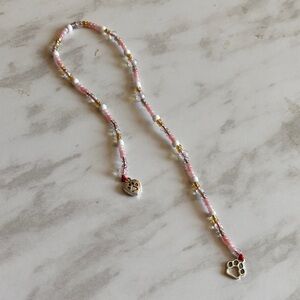 Handmade Beaded Necklace with Paw Charm